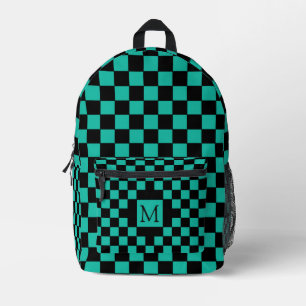 Sac À Dos Imprimé Monogramme de Motif turquoise et noir