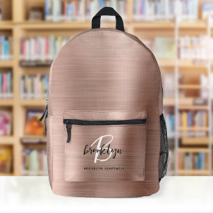 Sac À Dos Imprimé Monogramme de nom en métal brossé or rose