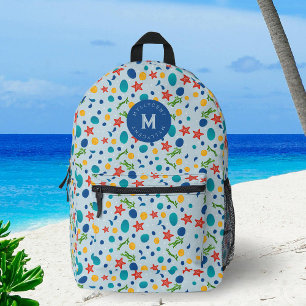 Sac À Dos Imprimé Monogramme de nom personnalisé inspiré de la plage