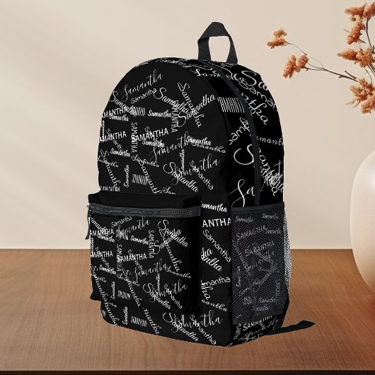 Sac À Dos Imprimé Monogramme de nom répétitif personnalisé