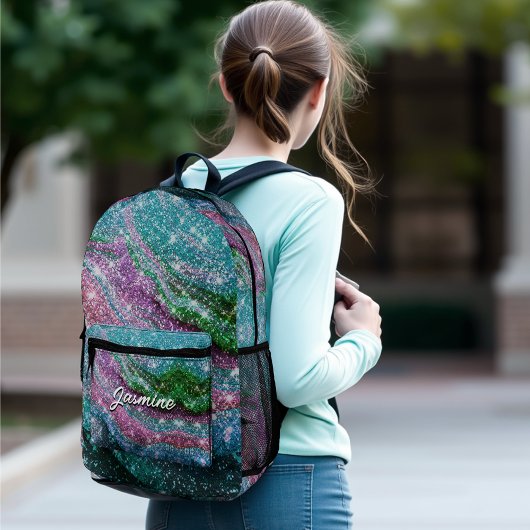 Sac À Dos Imprimé Monogramme de Parties scintillant violet blanc ond