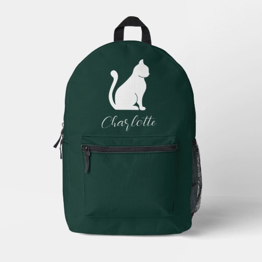 Sac À Dos Imprimé Monogramme de script de chat mignon personnalisé (Recto)