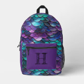 Sac À Dos Imprimé Monogramme de sirène mauve d'Iridescente (Recto)