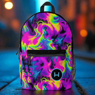 Sac À Dos Imprimé Monogramme de teinture de flamme néon