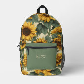 Sac À Dos Imprimé Monogramme de tournesol du pays (Recto)