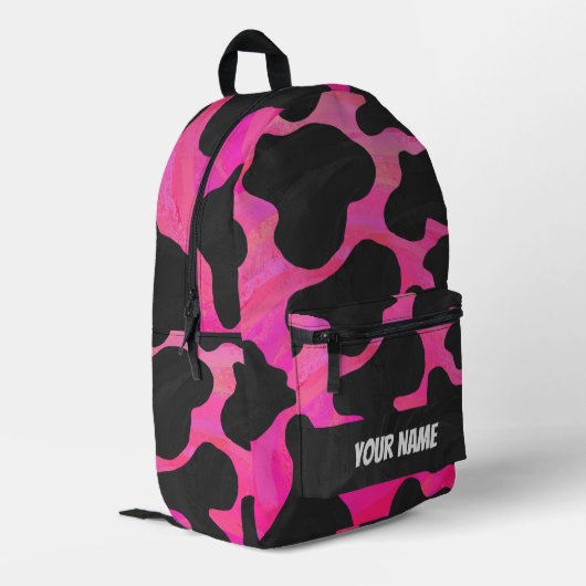 Sac À Dos Imprimé Monogramme de vache rose et noire (Coin arrière gauche)