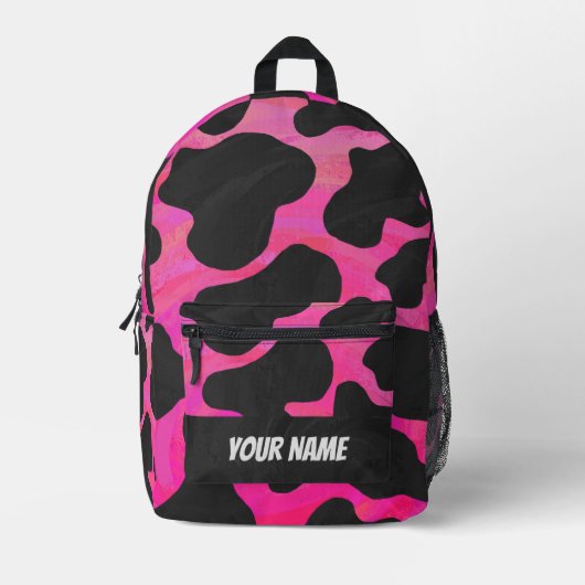 Sac À Dos Imprimé Monogramme de vache rose et noire (Recto)