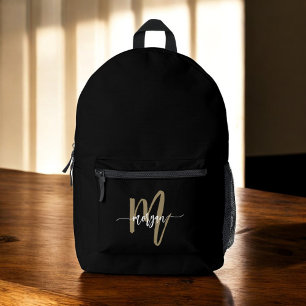 Sac À Dos Imprimé Monogramme d'or noir Retour à l'école
