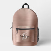 Sac À Dos Imprimé Monogramme écriture métal brossé or rose (Recto)