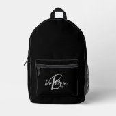 Sac À Dos Imprimé Monogramme écriture noir blanc gris (Recto)