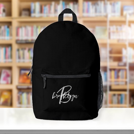 Sac À Dos Imprimé Monogramme écriture noir blanc gris