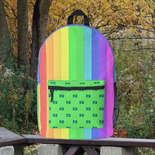 Sac À Dos Imprimé Monogramme Élégant Arc-en-ciel clair rayures color
