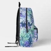 Sac À Dos Imprimé Monogramme Élégant Feuilles Bleues Vertes (Gauche)