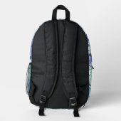 Sac À Dos Imprimé Monogramme Élégant Feuilles Bleues Vertes (Verso)