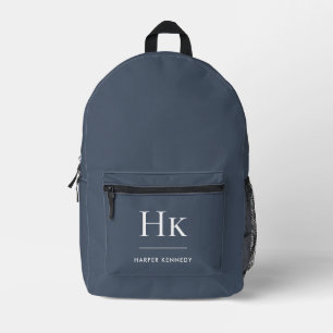 Sac À Dos Imprimé Monogramme Élégant Minimal Classic Navy Monogramme