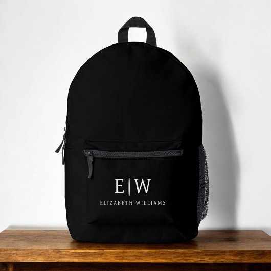 Sac À Dos Imprimé Monogramme Élégant minimal noir