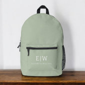 Sac À Dos Imprimé Monogramme Élégant Vert Sage Minimal