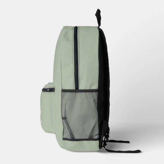 Sac À Dos Imprimé Monogramme Élégant Vert Sage Minimal (Droite)
