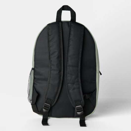 Sac À Dos Imprimé Monogramme Élégant Vert Sage Minimal (Verso)