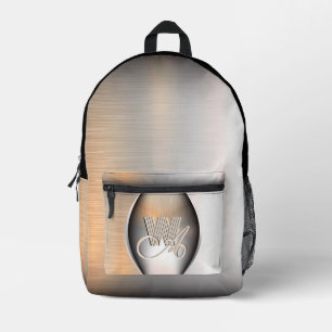 Sac À Dos Imprimé Monogramme en acier brossé brillant