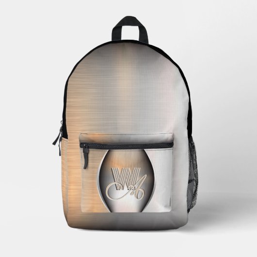 Sac À Dos Imprimé Monogramme en acier brossé brillant (Recto)