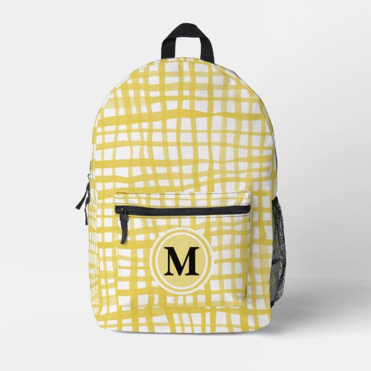 Sac À Dos Imprimé monogramme en vichy jaune aquarelle (Recto)