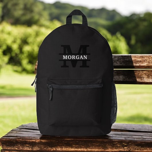 Sac À Dos Imprimé Monogramme et nom élégants personnalisés