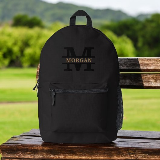 Sac À Dos Imprimé Monogramme et nom élégants personnalisés