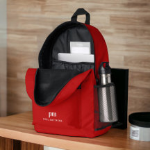 Monogramme et nom minimaliste simple rouge