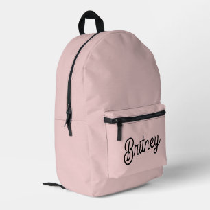 Sac À Dos Imprimé Monogramme et nom rose pâle moderne