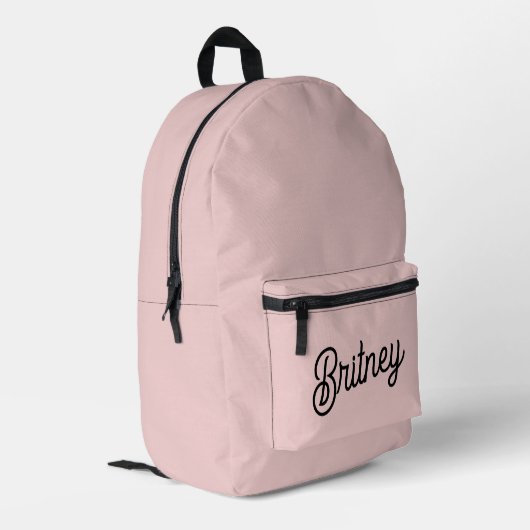 Sac À Dos Imprimé Monogramme et nom rose pâle moderne (Coin arrière gauche)