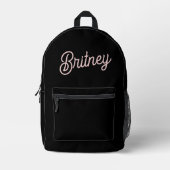 Sac À Dos Imprimé Monogramme et nom rose pâle moderne (Recto)