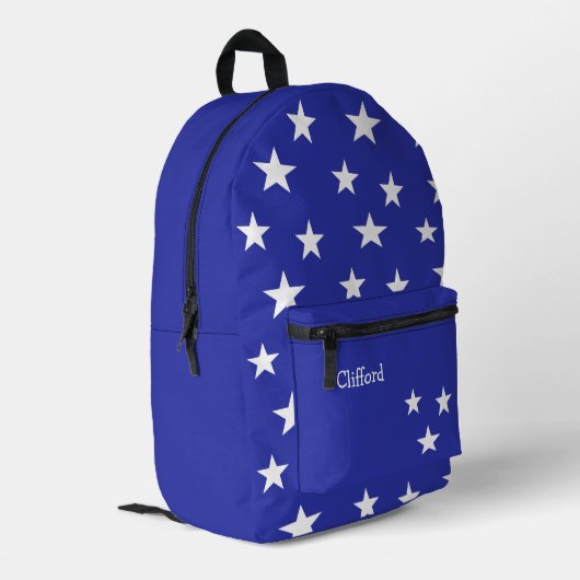 Sac À Dos Imprimé Monogramme étoiles blanches en bleu (Coin arrière gauche)