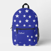 Sac À Dos Imprimé Monogramme étoiles blanches en bleu (Recto)