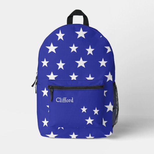 Sac À Dos Imprimé Monogramme étoiles blanches en bleu (Recto)