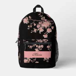 Sac À Dos Imprimé Monogramme Fleur de Cerisier Japonaise Rose Pâle N