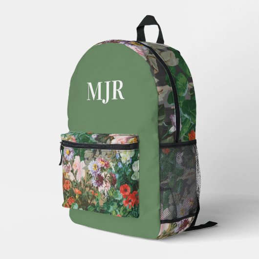 Sac À Dos Imprimé Monogramme Fleur Élégant (Coin arrière droit)