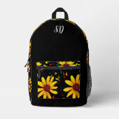Sac À Dos Imprimé Monogramme Fleur Jaune Floral  (Recto)