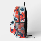 Sac À Dos Imprimé Monogramme floral bleu et rouge moderne (Droite)