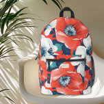 Sac À Dos Imprimé Monogramme floral bleu et rouge moderne<br><div class="desc">Ajoutez une touche d'élégance et d'énergie à votre journée avec ce sac à dos floral de corail vibrant. Les fleurs rouges audacieuses, associées à l'ivoire doux et aux accents turquoises profonds, créent un design frappant mais sophistiqué qu'il est impossible d'ignorer. Avec un compartiment principal spacieux, une poche zippée sécurisée et...</div>