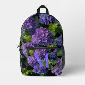 Sac À Dos Imprimé Monogramme floral élégant bleu violet vert (Recto)