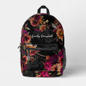 Sac À Dos Imprimé Monogramme floral fuchsia orange gras (Recto)