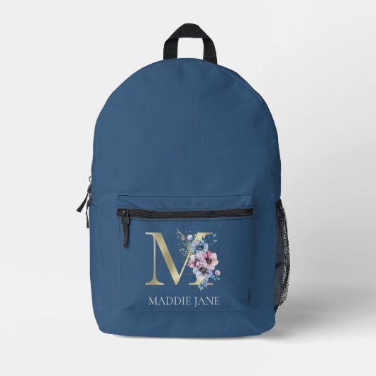 Sac À Dos Imprimé Monogramme floral M initiale (Recto)