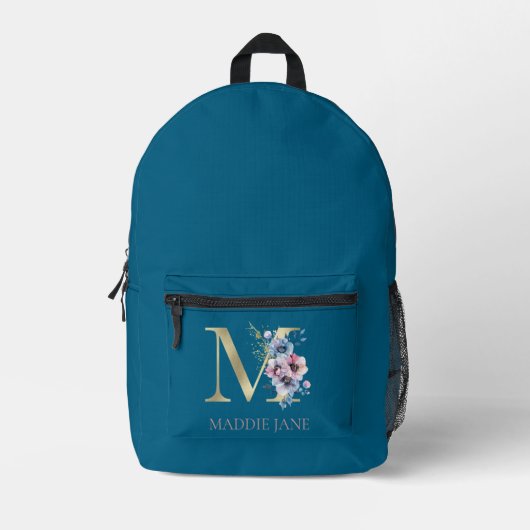Sac À Dos Imprimé Monogramme floral M Nom (Recto)