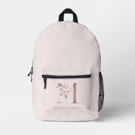 Sac À Dos Imprimé Monogramme floral M Nom (Recto)