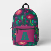 Sac À Dos Imprimé Monogramme floral rose et vert (Recto)