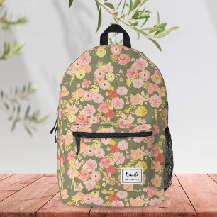 Sac À Dos Imprimé Monogramme floral rose rose rose de Pêche moderne