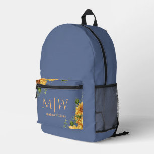 Sac À Dos Imprimé monogramme floral tournesol jaune bleu nova chic