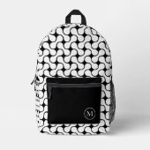 Sac À Dos Imprimé Monogramme géométrique moderne noir et blanc (Recto)