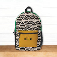 Monogramme géométrique moderne noir vert jaune